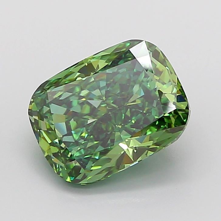 5.65 Ct. Fancy Vivid  Green Cushion Lab Grown Diamond