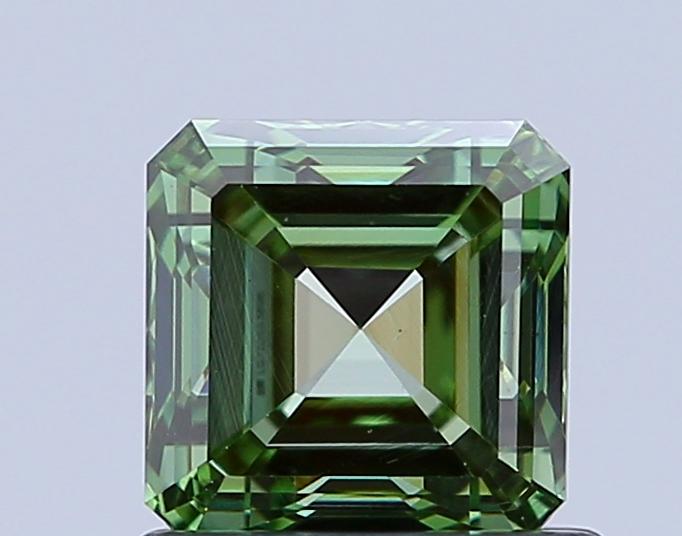 1.00 Ct. Fancy Vivid Green Asscher Lab Grown Diamond
