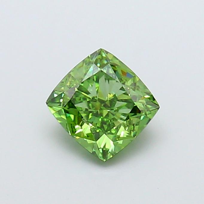1.34 Ct. Fancy Vivid Green Cushion Lab Grown Diamond