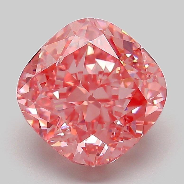 3.12 Ct. Fancy Vivid Pink Cushion Lab Grown Diamond