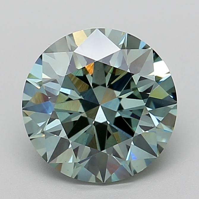3.17 Ct. Fancy Vivid Green Round Lab Grown Diamond