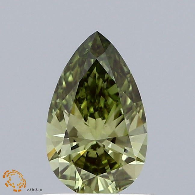 0.76 Ct. Fancy Vivid  Green Pear Lab Grown Diamond
