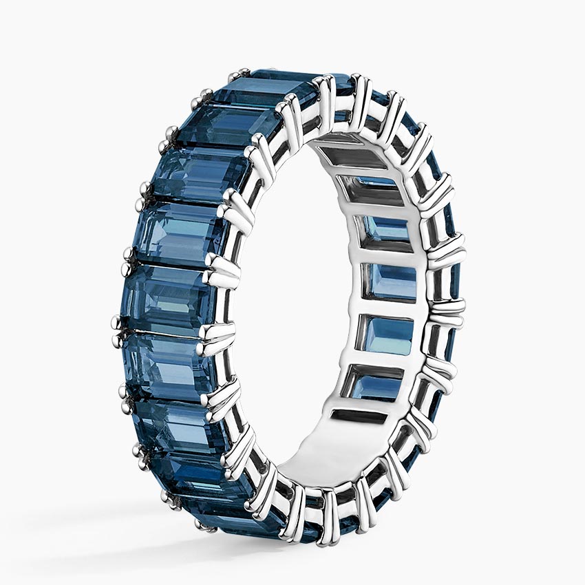 18K White Gold Eternity London Blue Topaz Cocktail Ring