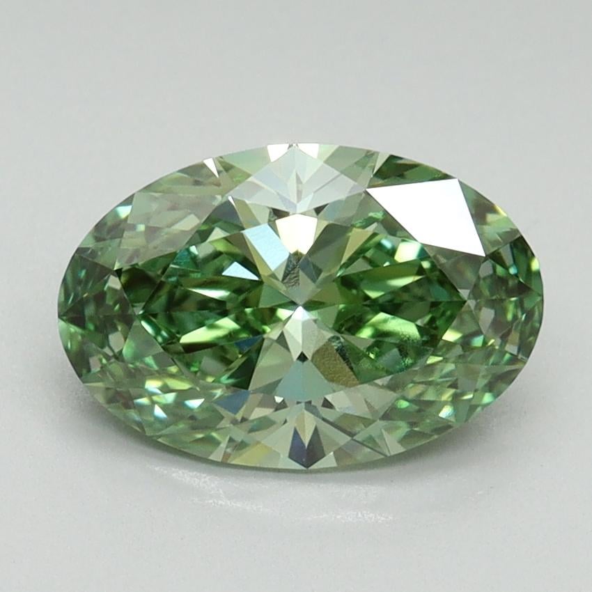 1.51 Ct. Fancy Vivid Green Oval Lab Grown Diamond