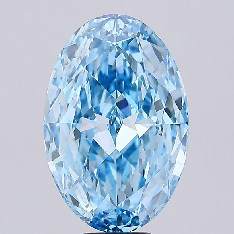 13.10 Ct. Fancy Vivid  Blue Oval Lab Grown Diamond