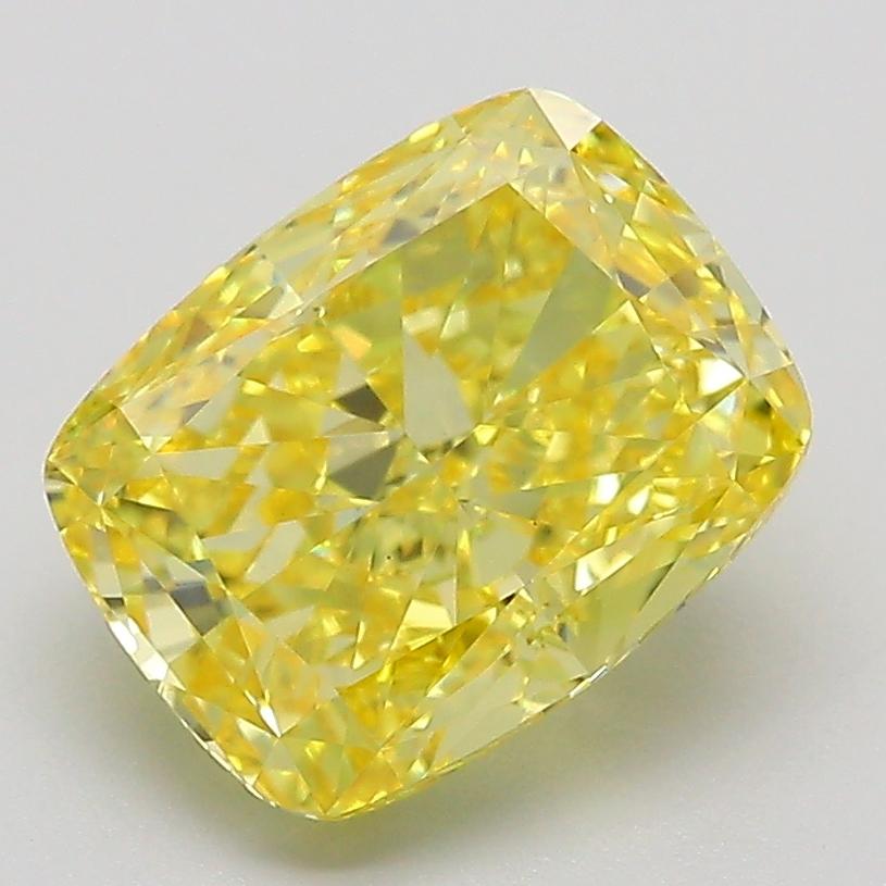 3.02 Ct. Fancy Vivid  Yellow Cushion Lab Grown Diamond