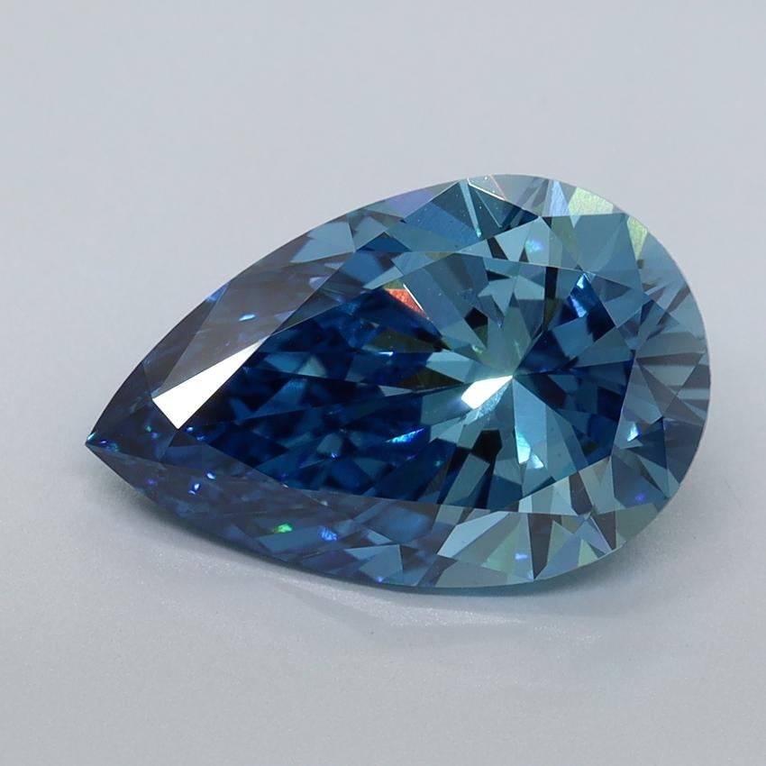 3.05 Ct. Fancy Vivid Malibu Blue Pear Lab Grown Diamond