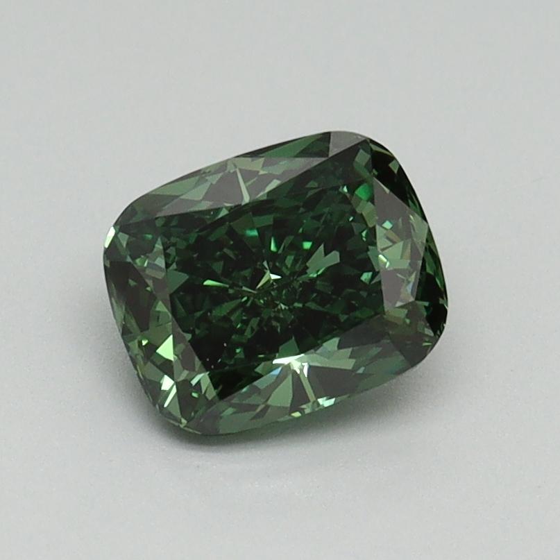 0.93 Ct. Fancy Vivid Green Cushion Lab Grown Diamond