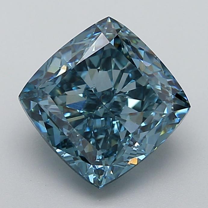 4.06 Ct. Fancy Vivid  Blue Cushion Lab Grown Diamond