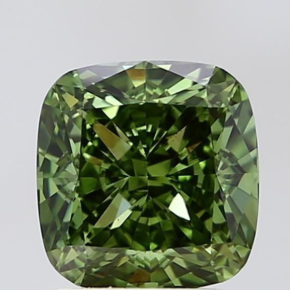 2.71 Ct. Fancy Vivid Green Cushion Lab Grown Diamond