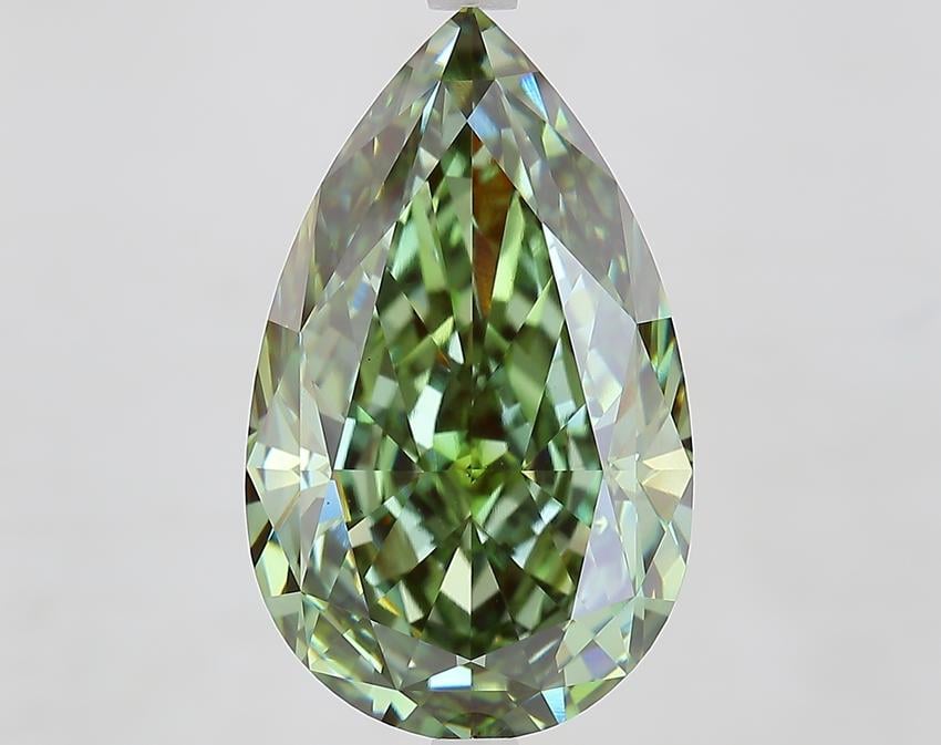 10.11 Ct. Fancy Vivid Green Pear Lab Grown Diamond