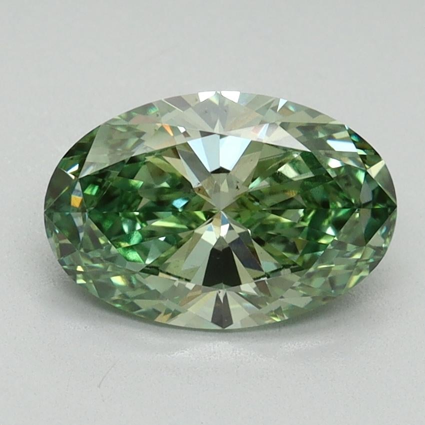 1.60 Ct. Fancy Vivid Green Oval Lab Grown Diamond