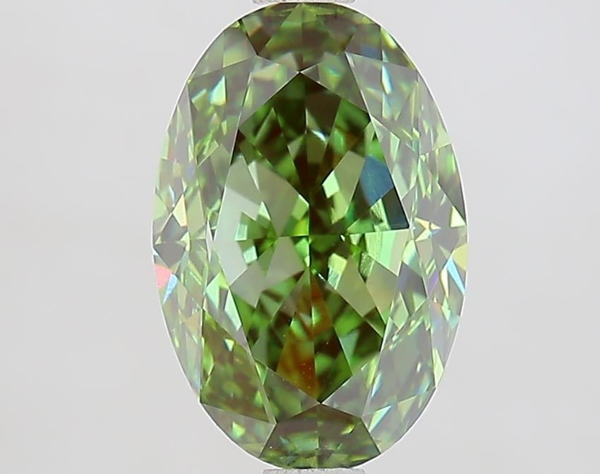 2.54 Ct. Fancy Vivid Green Oval Lab Grown Diamond