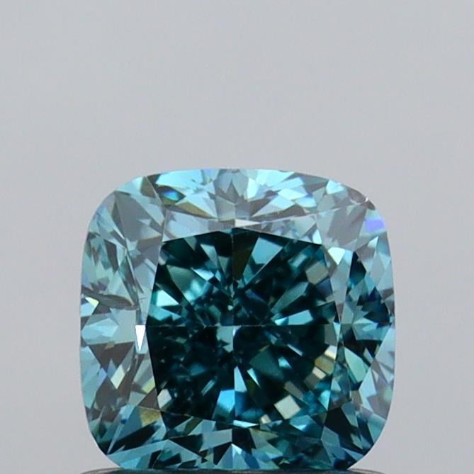1.01 Ct. Fancy Vivid Bluish Green Cushion Lab Grown Diamond