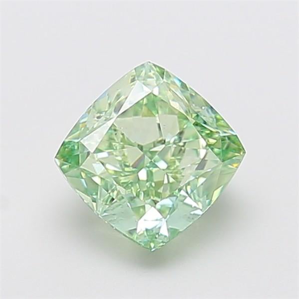 2.20 Ct. Fancy Vivid Green Cushion Lab Grown Diamond
