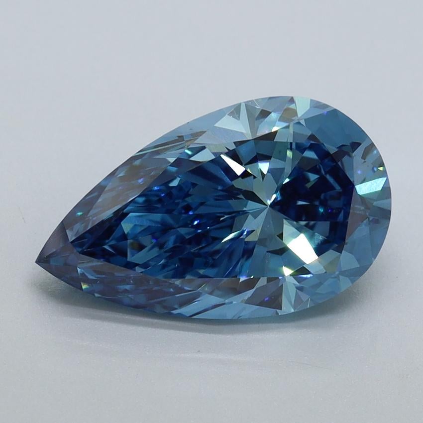 2.70 Ct. Fancy Vivid Malibu Blue Pear Lab Grown Diamond