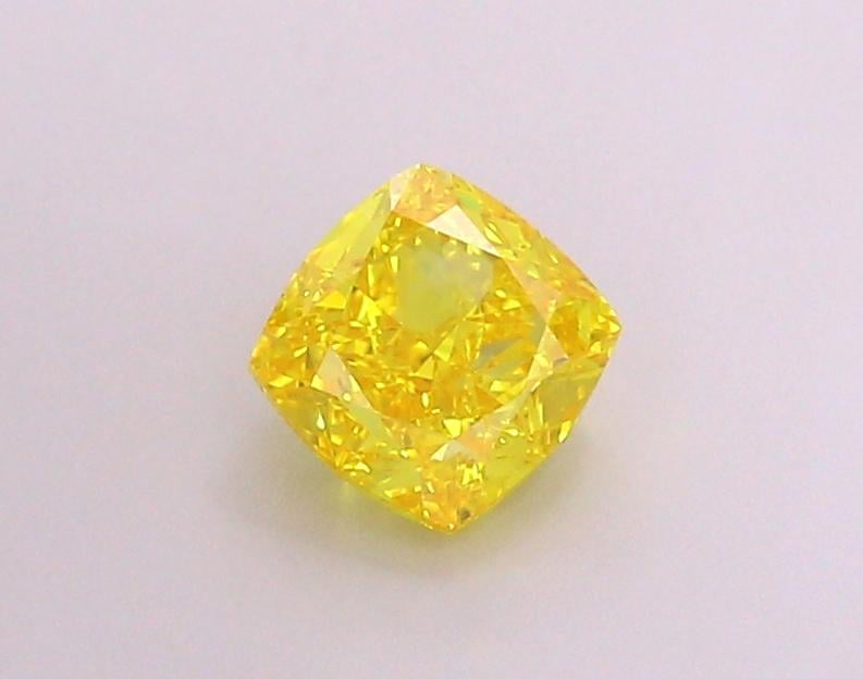1.45 Ct. Fancy Vivid Yellow Cushion Lab Grown Diamond