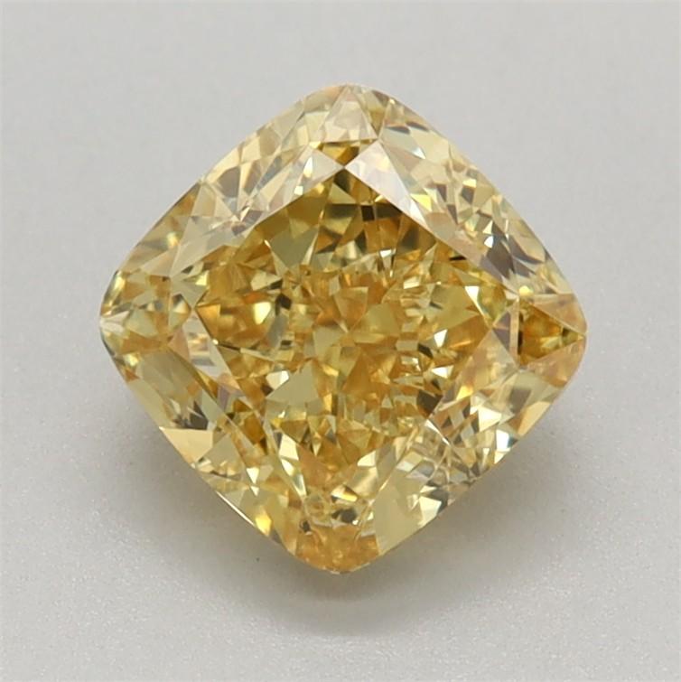 1.08 Ct. Fancy Vivid Yellow Cushion Lab Grown Diamond