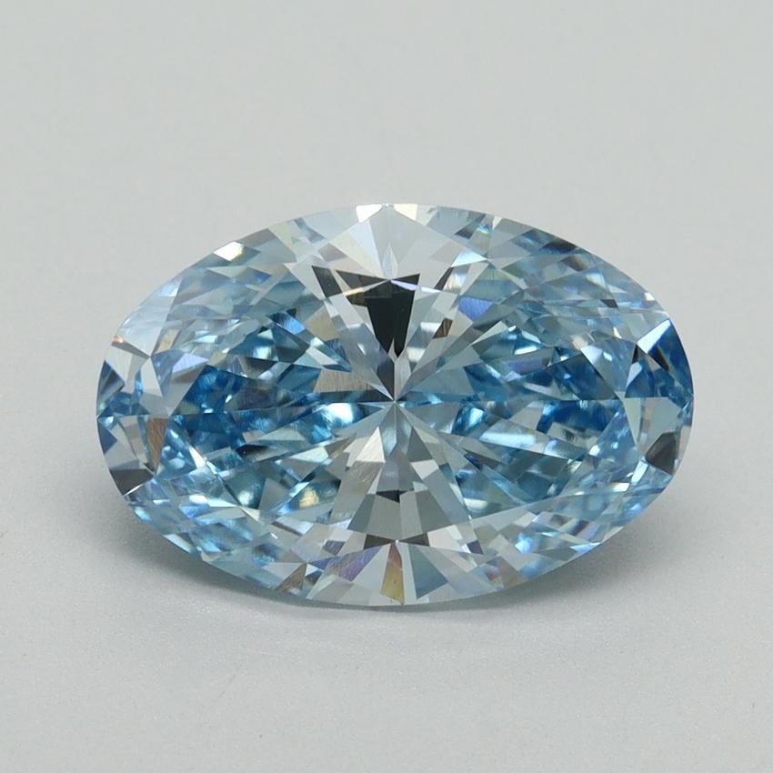 3.12 Ct. Fancy Vivid Blue Oval Lab Grown Diamond