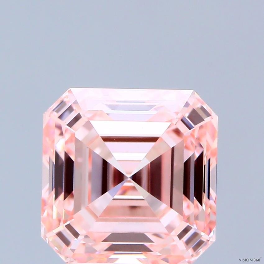 3.06 Ct. Fancy Intense Pink Asscher Lab Grown Diamond