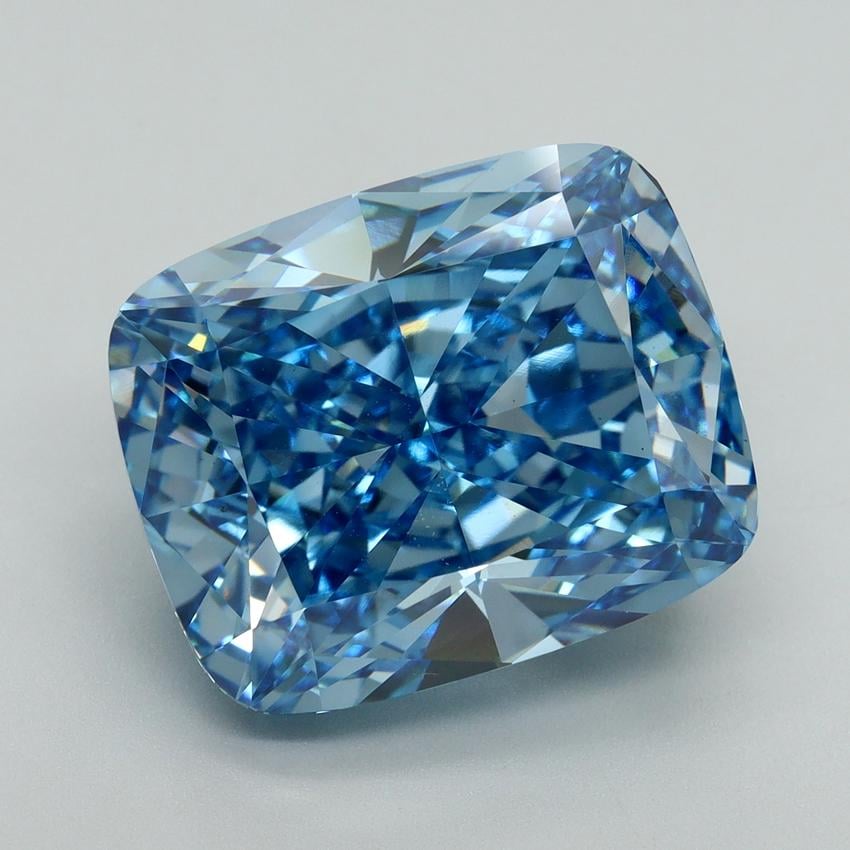 12.56 Ct. Fancy Vivid Malibu Blue Cushion Lab Grown Diamond