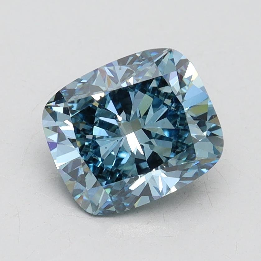 1.53 Ct. Fancy Vivid Blue Cushion Lab Grown Diamond