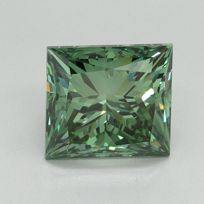 2.01 Ct. Fancy Vivid Green Princess Lab Grown Diamond