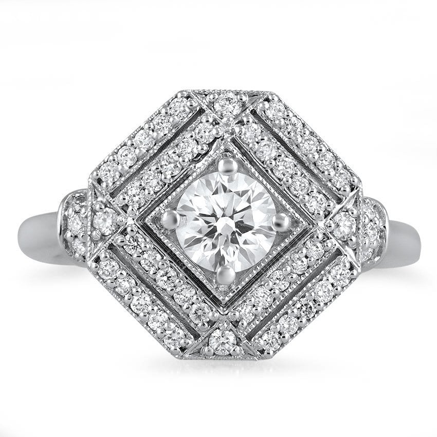Custom Geometric Double Halo Diamond Ring