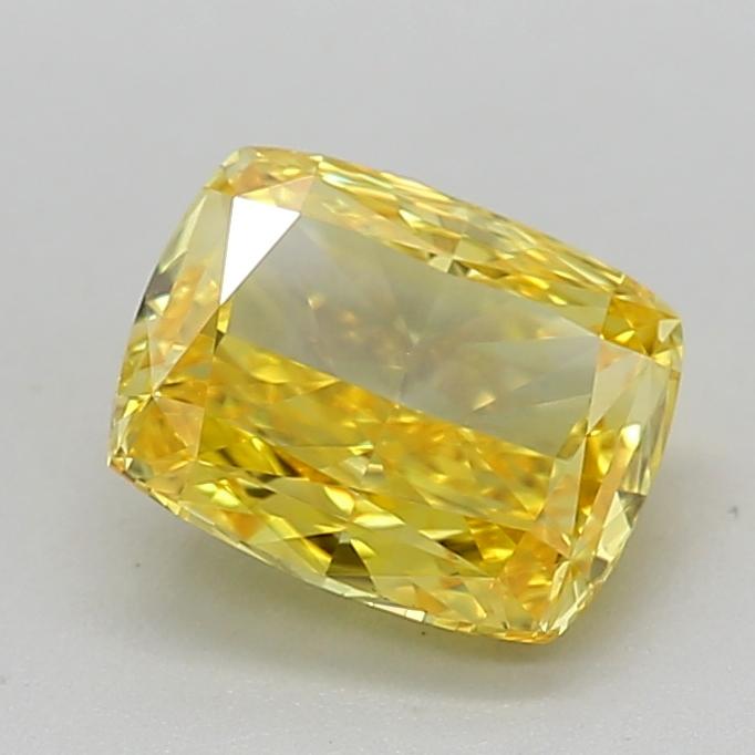 0.74 Ct. Fancy Vivid Yellow Cushion Lab Grown Diamond