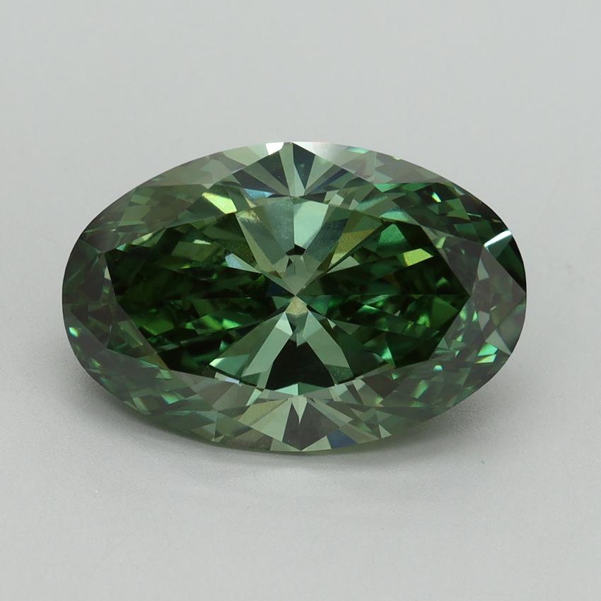 5.14 Ct. Fancy Vivid Green Oval Lab Grown Diamond