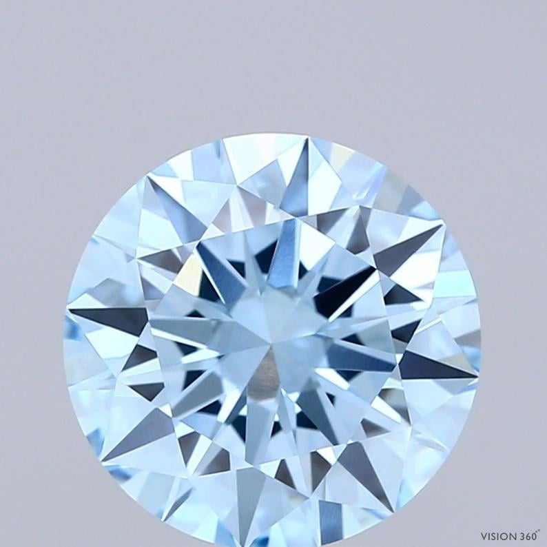 3.14 Ct. Fancy Vivid Blue Round Lab Grown Diamond