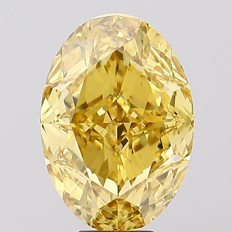 11.28 Ct. Fancy Vivid  Yellow Oval Lab Grown Diamond