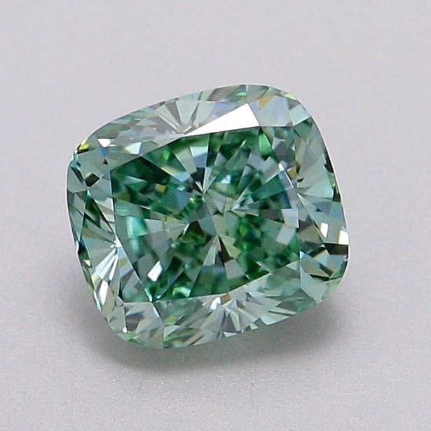 1.10 Ct. Fancy Vivid Green Cushion Lab Grown Diamond
