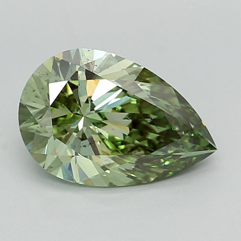 3.07 Ct. Fancy Vivid Green Pear Lab Grown Diamond