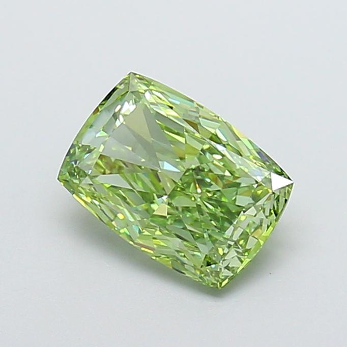 3.52 Ct. Fancy Vivid Green Cushion Lab Grown Diamond