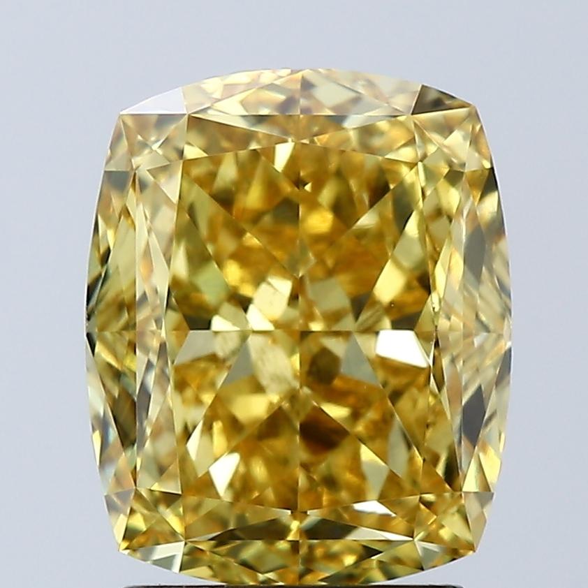 3.03 Ct. Fancy Vivid Yellow Cushion Lab Grown Diamond