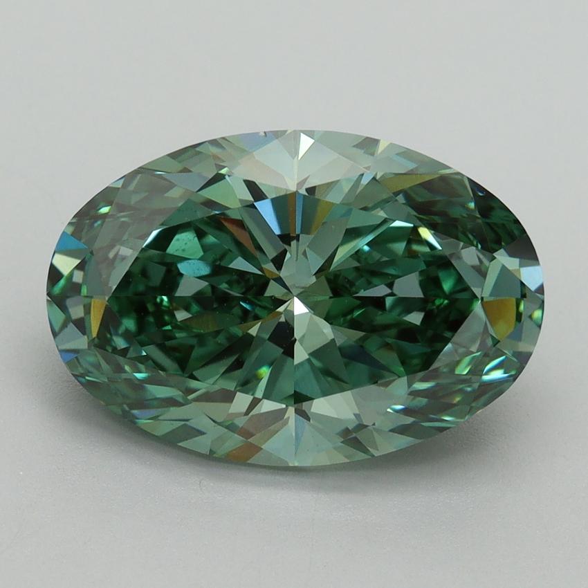 5.08 Ct. Fancy Vivid Green Oval Lab Grown Diamond