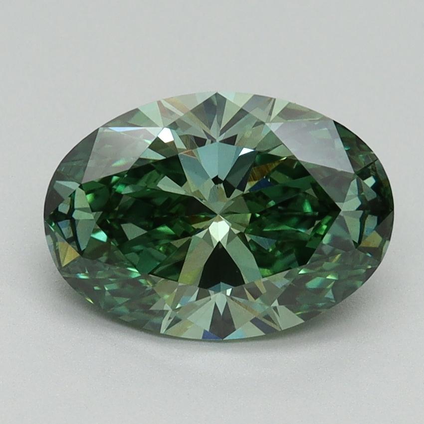 2.14 Ct. Fancy Vivid Green Oval Lab Grown Diamond