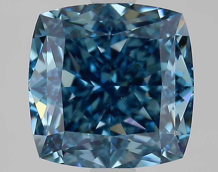 3.17 Ct. Fancy Vivid Blue Cushion Lab Grown Diamond