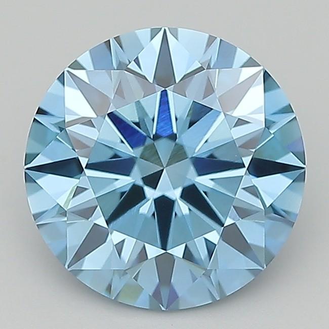 3.09 Ct. Fancy Vivid  Blue Round Lab Grown Diamond