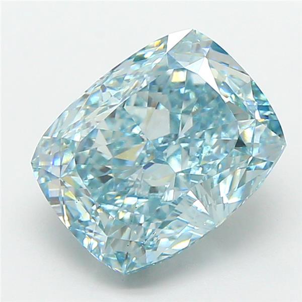 3.54 Ct. Fancy Vivid Green Cushion Lab Grown Diamond