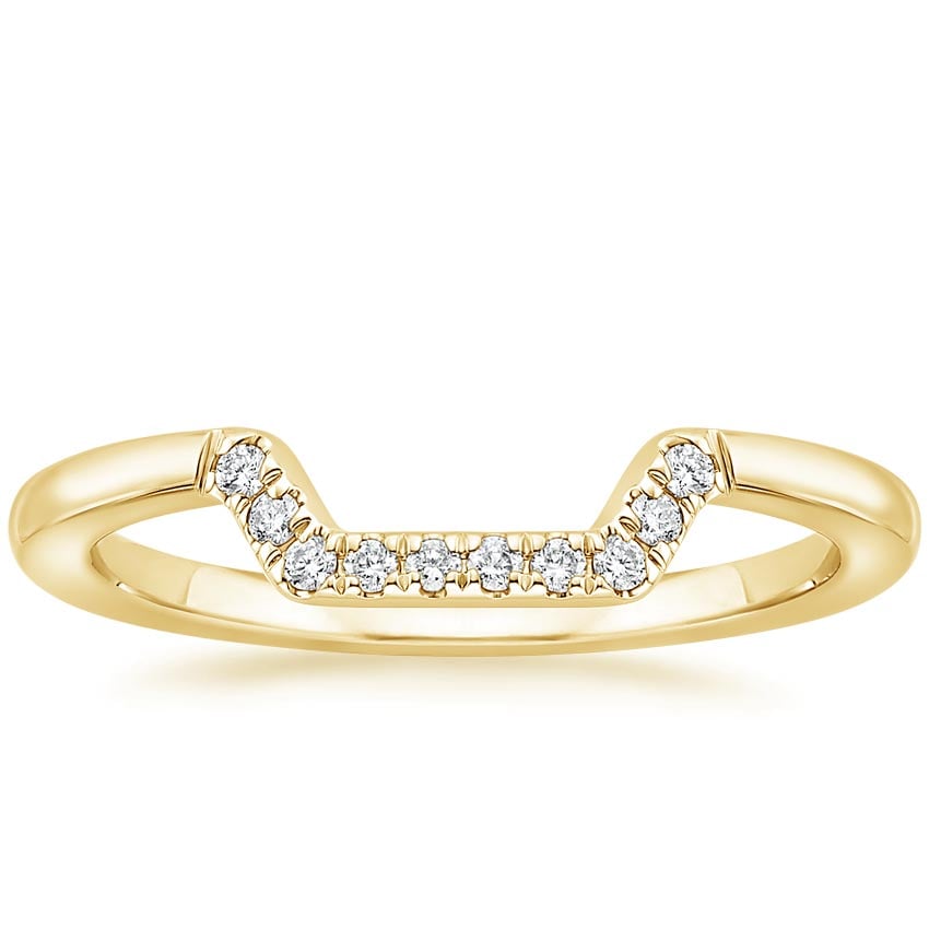 Yellow Gold Stackable Square Diamond Accented Ring 