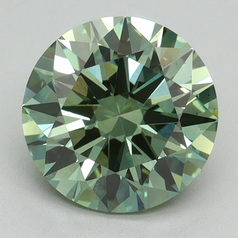 2.18 Ct. Fancy Vivid Green Round Lab Grown Diamond