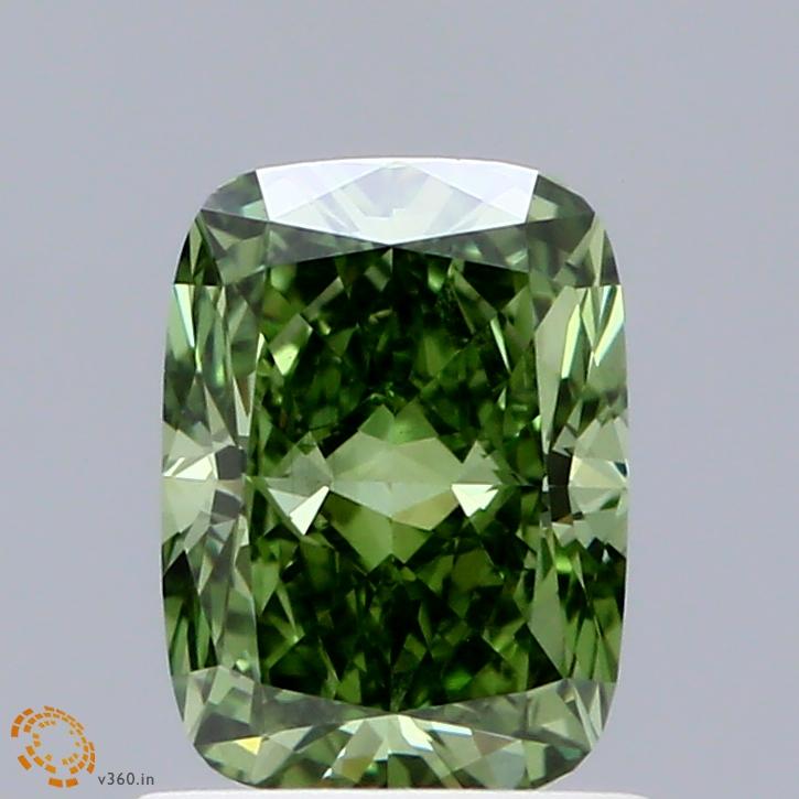 1.02 Ct. Fancy Vivid Green Cushion Lab Grown Diamond