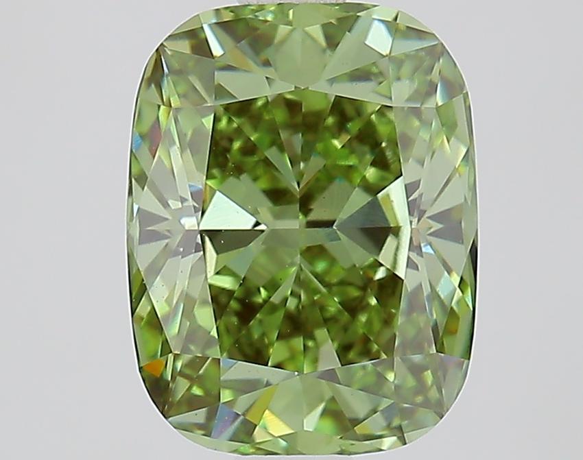1.90 Ct. Fancy Vivid Green Cushion Lab Grown Diamond