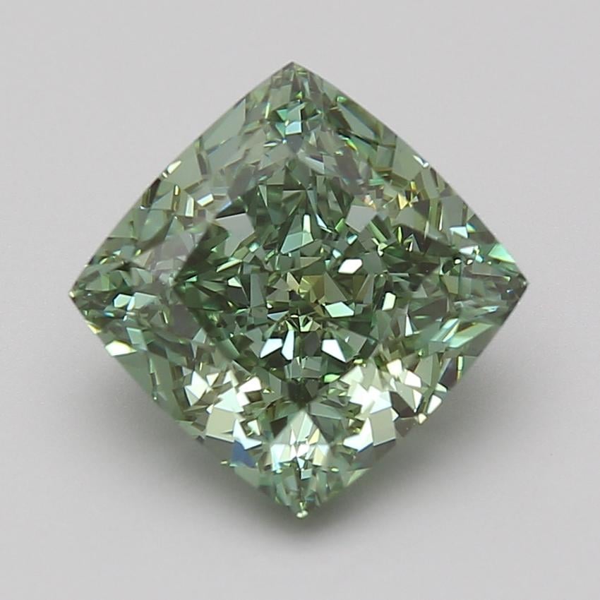 5.11 Ct. Fancy Vivid Green Cushion Lab Grown Diamond