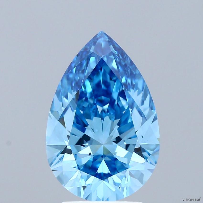 3.25 Ct. Fancy Vivid Blue Pear Lab Grown Diamond