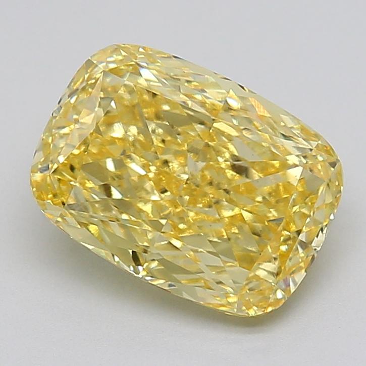4.08 Ct. Fancy Vivid Yellow Cushion Lab Grown Diamond