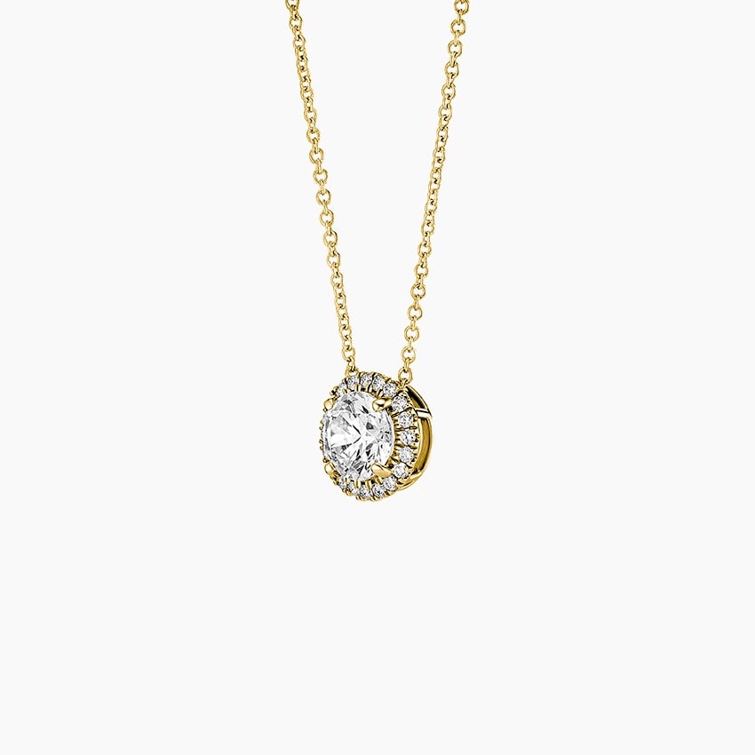 Diamond Halo Pendant in 18K Yellow Gold | Brilliant Earth