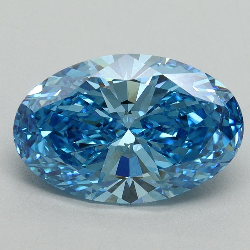 3.08 Ct. Fancy Vivid Blue Oval Lab Grown Diamond